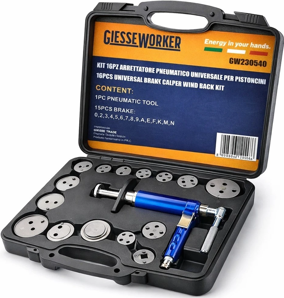 Arretratore Pistoncini Freno Pneumatico 16pz Kit Rientro Pinze Auto Universale