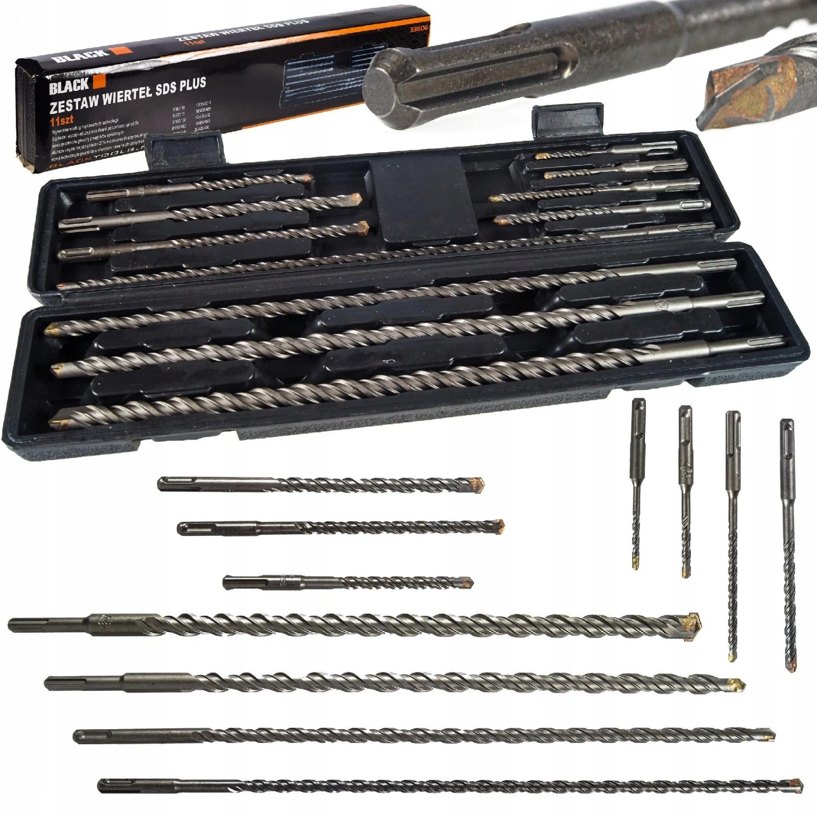 Set Punte SDS Plus 11pz Per Cemento Professionali 110-450 mm d. 6-20 mm Helix S4